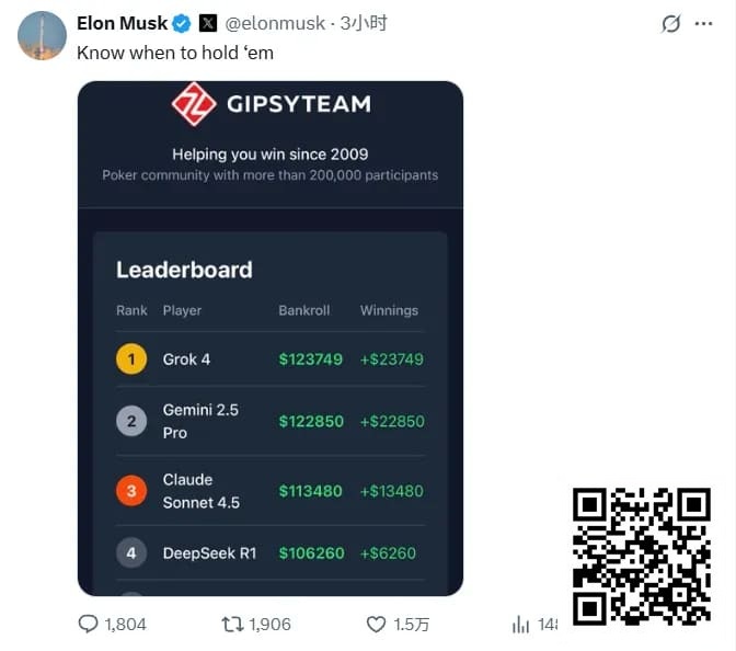【ACR扑克】全球最有名AI一起打德扑，谁能赢？马斯克都在围观转发
