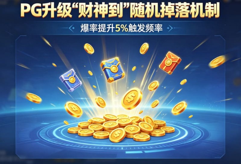 【ACR扑克】PG升级“财神到”随机掉落机制，爆率提升5%触发频率。