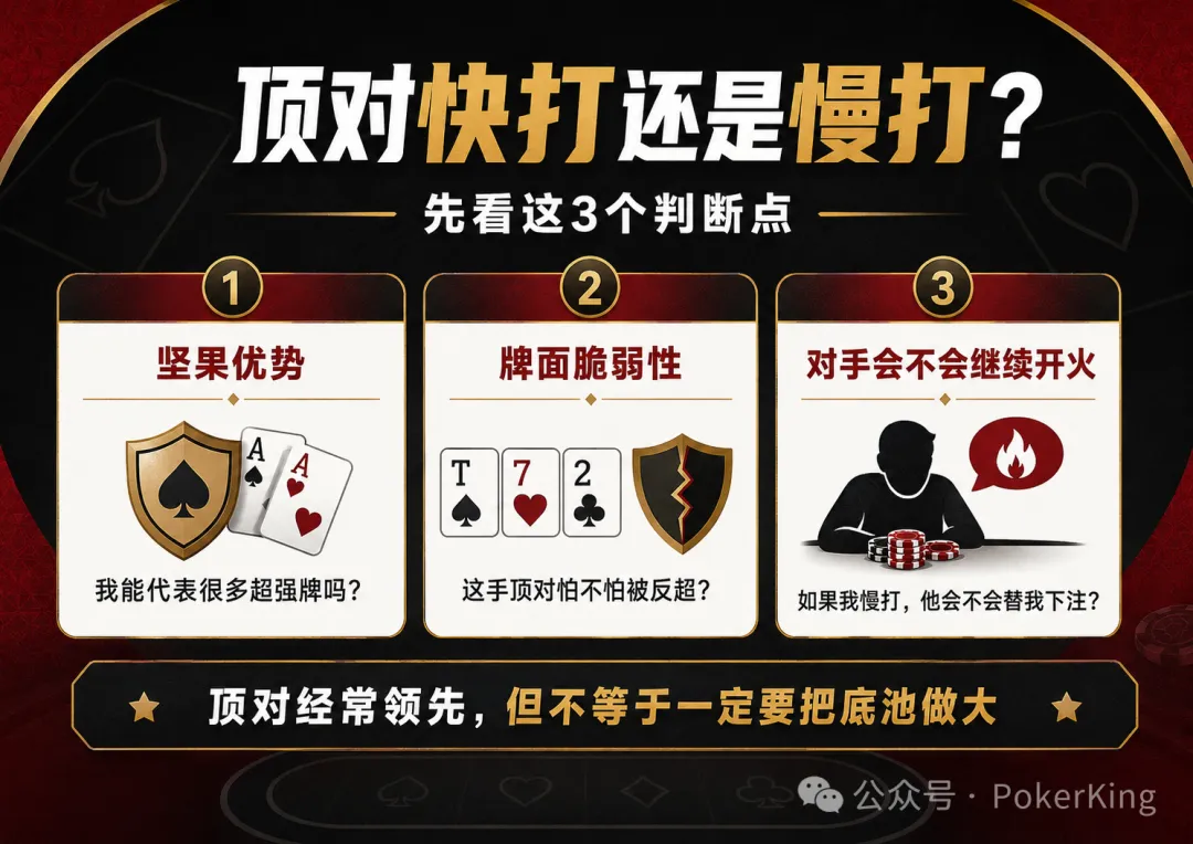 【ACR扑克】别一拿顶对就加注:这5种情况,慢打反而赢得更多