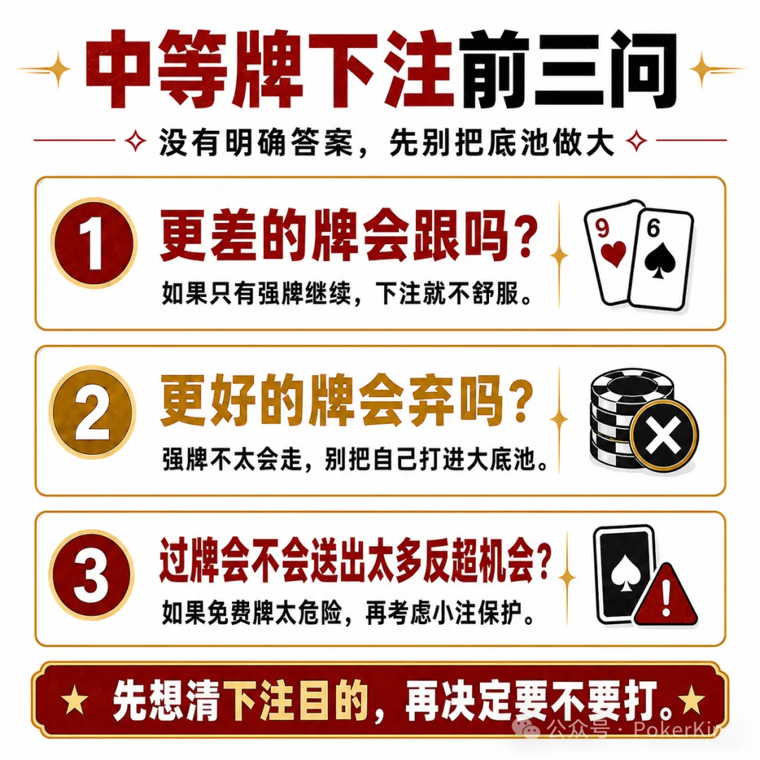 【ACR扑克】中等牌力的困境：不是每手对子都值得下注，先问自己三个问题