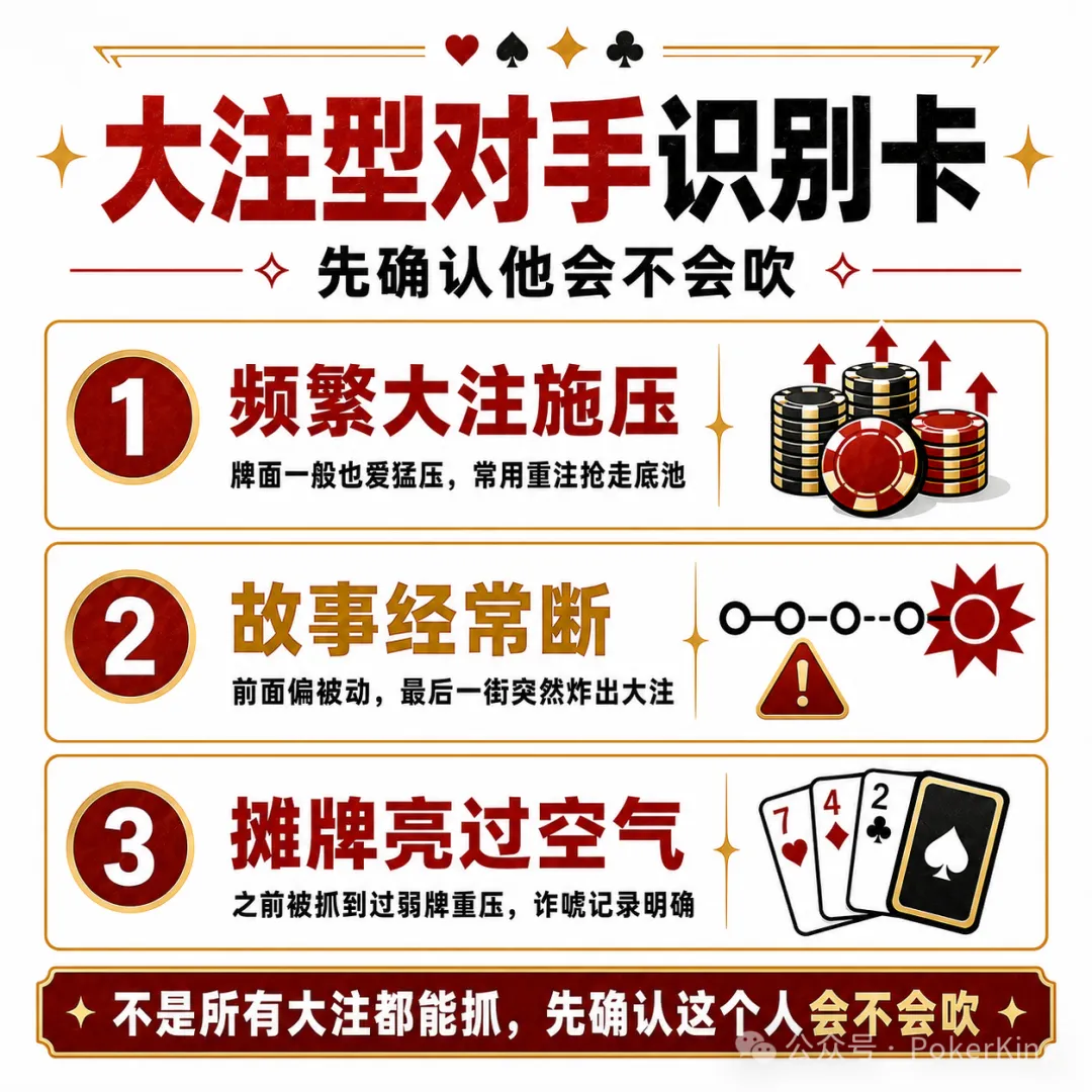 【ACR扑克】牌桌上总有人拿大注压你？三步教你抓诈，别再白白弃牌
