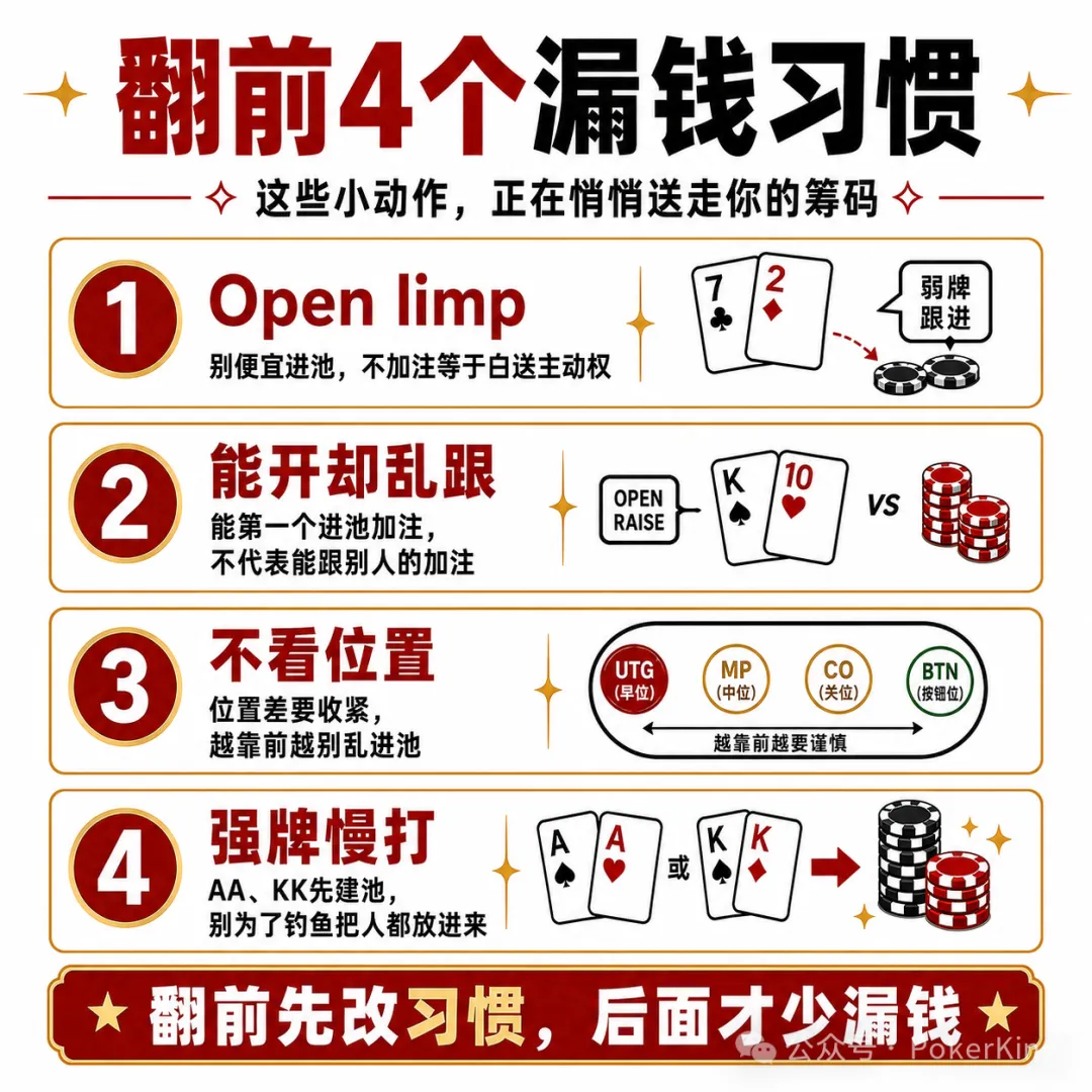 【ACR扑克】翻前四个坏习惯:别再让筹码从“随手一下”里漏走