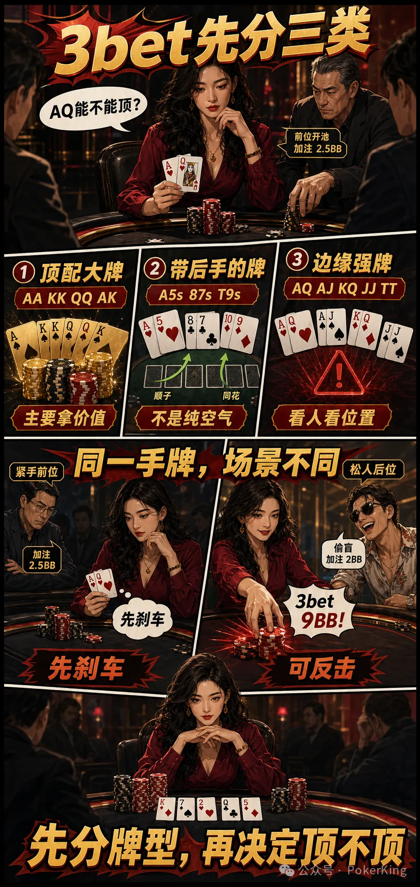 【ACR扑克】3-bet 不是胆量测试:AQ为什么不能当AK打?