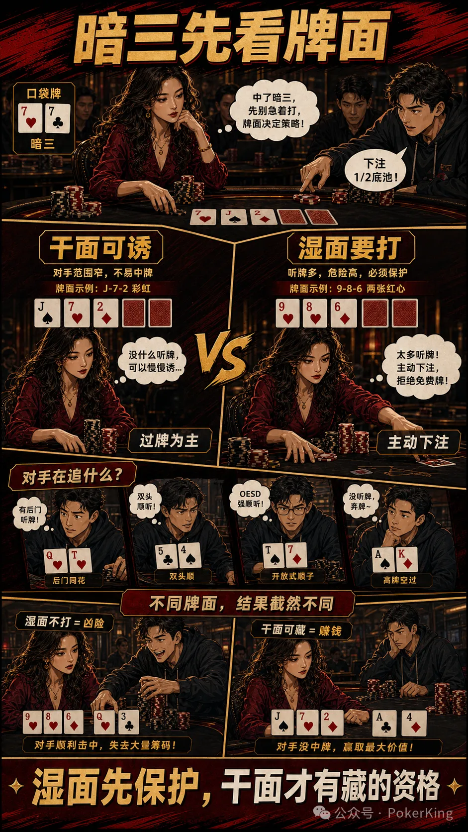 【ACR扑克】暗三条要不要慢打?先看牌面、对手和人数再决定
