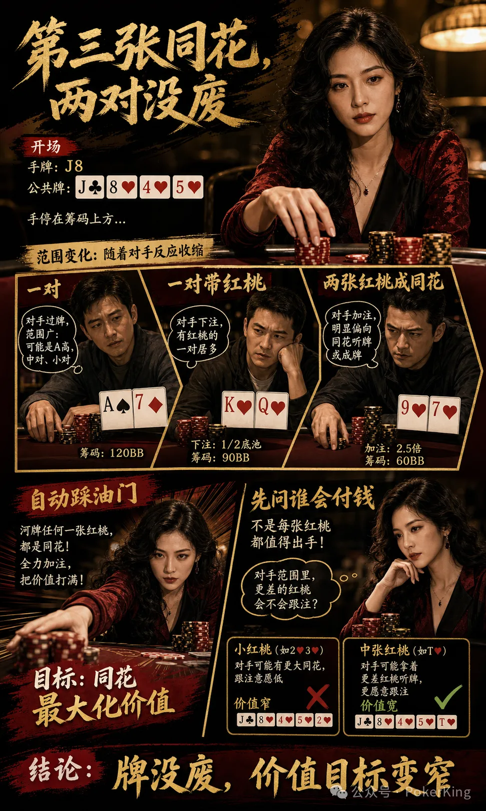 【ACR扑克】转牌第三张同花落地，两对还能继续吗？先问三件事再决定