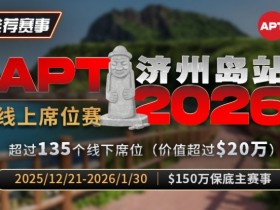 【ACR扑克】推荐赛事:2026APT济州岛站线上席位赛